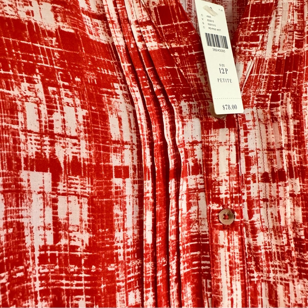 LAST CHANCE JAN 2026 NWT! Anthro Calia Top buttondown shirt red orange 12p - Picture 10 of 15